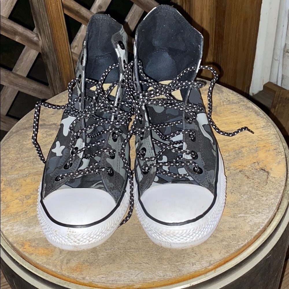 Black & Gray Camo Converse Sneakers